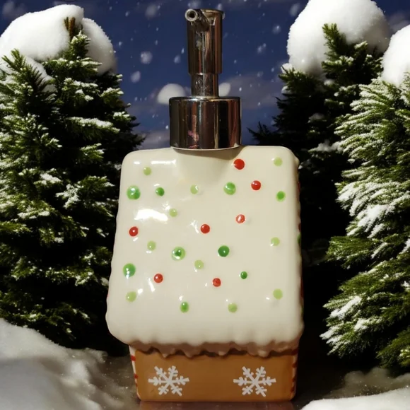 Hobby Lobby Painted Gloss Finish Ceramic Gingerbread House Soap Lotion Dispenser - Picture 2 of 6